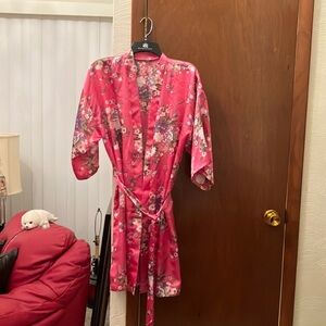 Pink Floral Satin Robe Intimates